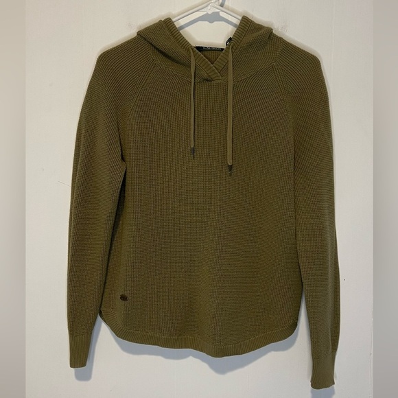 Lauren Ralph Lauren Tops - Lauren Ralph Lauren Waffle Knit Hooded Olive Green Long Sleeve Pullover A2